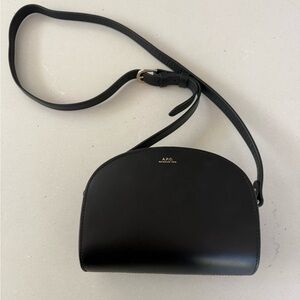 A.P.C. Demi Lune Bag. Black Leather Crossbody Bag